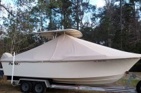 Two-piece Over All (OA) cover for use on a lift.